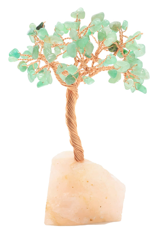 Arbre du Bonheur Aventurine Verte base Quartz 14 cm