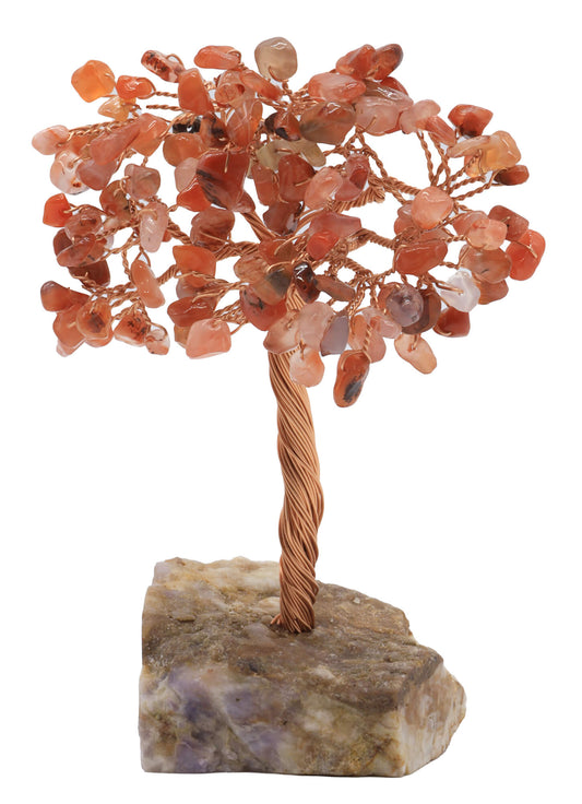 Arbre du Bonheur Cornaline base Améthyste 14 cm